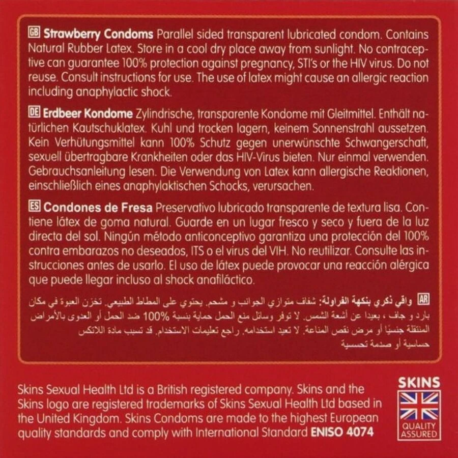 SKINS - STRAWBERRY PREMIUM CONDOMS PACK 4